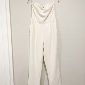 White strapless jumpsuit
